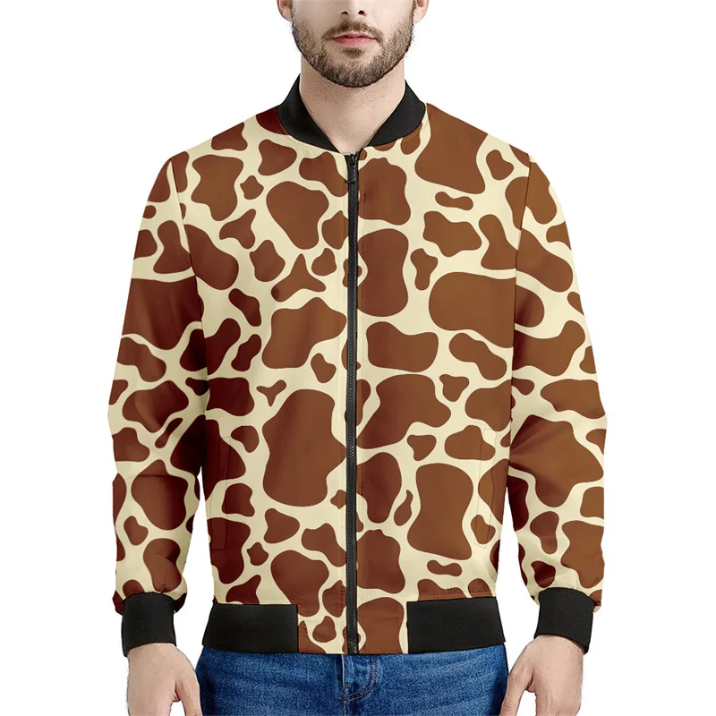 thumbnail image 1 of Chaqueta bomber con estampado 3D de vaca colorida para hombre y mujer, sudadera de primavera y otoño, chaquetas de calle de manga larga con cremallera, 1 of 4