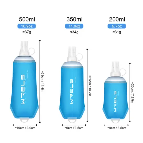 WRELS Foldable Silicone Soft Flask Water Bottle for Outdoor Sport  Running Camping Folding TPU Soft Flask Water Bag BPA Free - Image 5