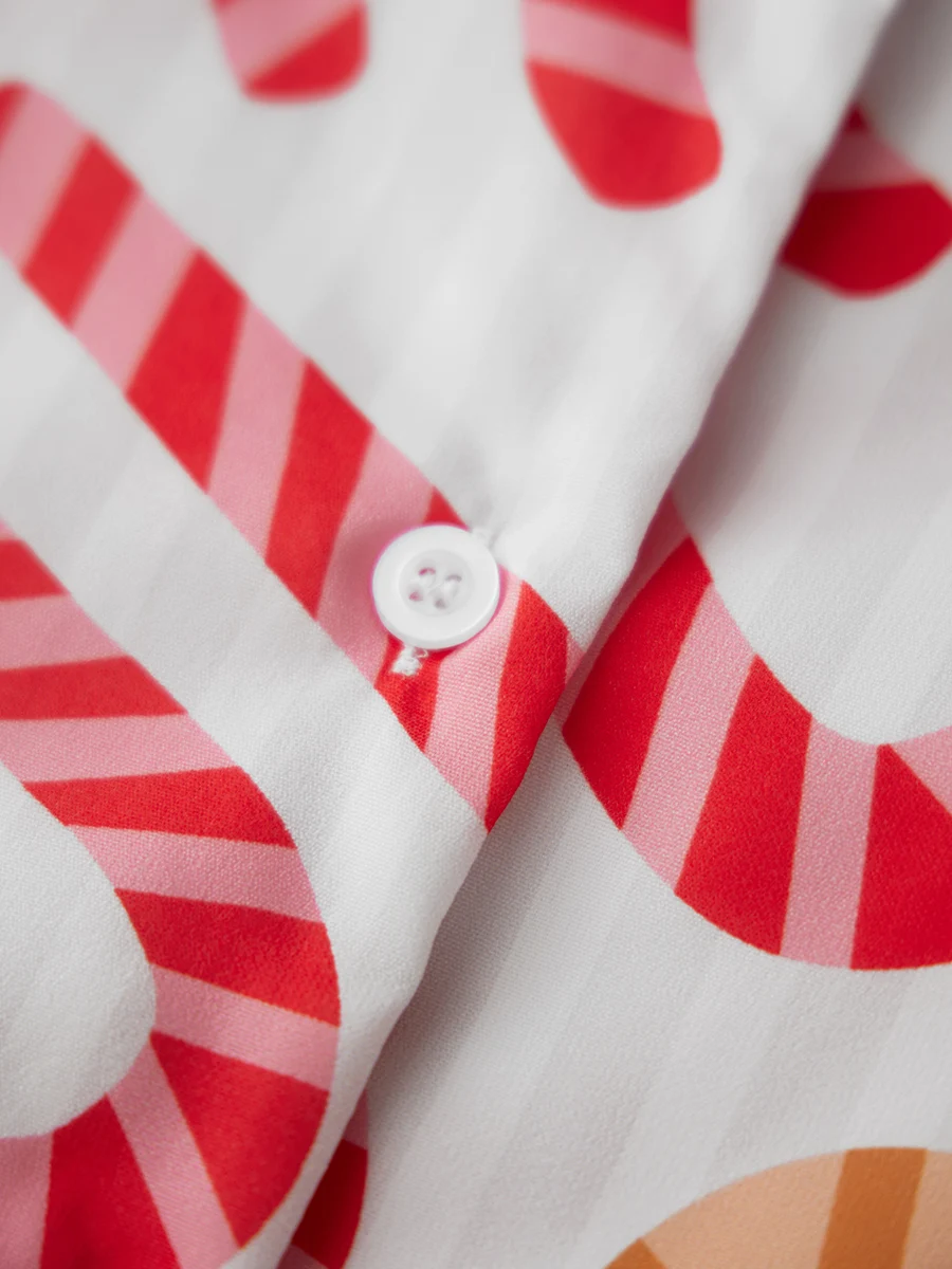 thumbnail image 5 of Conjunto de pijama navideño a juego para toda la familia, con estampado de bastones de caramelo, manga larga, cuello de solapa, pantalones, ropa de estar por casa, 5 of 5