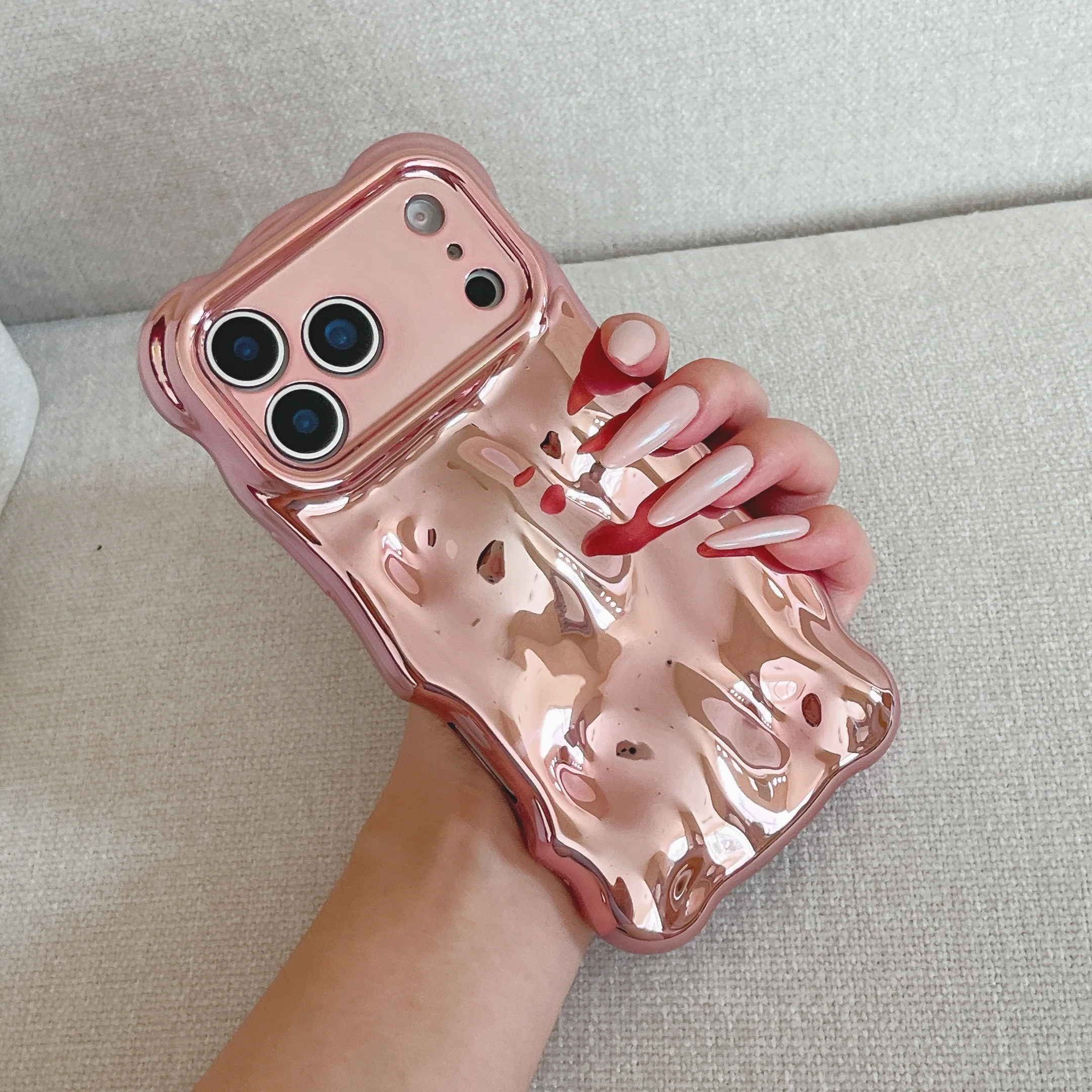 Glitter Glossy 3D Meteorite Wavy Plating Soft Case with Bubble Camera Protection