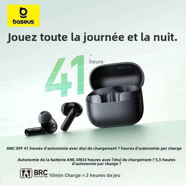 Baseus Bass EP10 NC -43dB suppression du bruit ANC véritable écouteurs sans fil Bluetooth 6.0 écouteurs sans fil intra-auriculaires 4 micros ENC écouteurs 4 Baseus Bass EP10 NC -43dB suppression du bruit ANC véritable écouteurs sans fil Bluetooth 6.0 écouteurs sans fil intra-auriculaires 4 micros ENC écouteurs 4