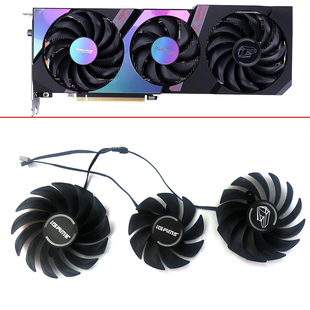 

NEW Cooling Fan 3PCS 85MM 75MM 4PIN 12V For Colorful iGame GeForce RTX 3080 3070 3060 Ti Ultra Video Card Fans