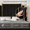 King Size Bed Frame and 65" Headboard, Upholstered Beds with Golden Plating Trim, Modern Platform Bed No Box Spring Needed 4