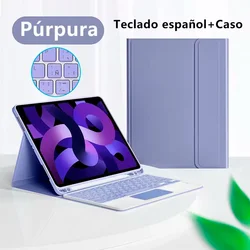 Bluetooth Keyboard Case with Cover for Tablets - Enhanced Protection & Functionality (Spanish Purple)