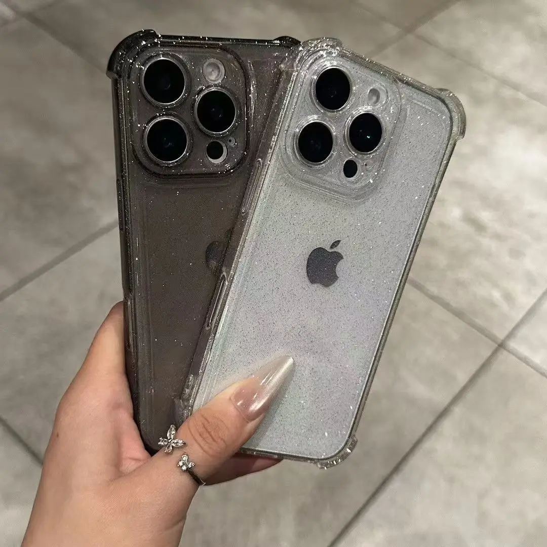 Glitter Clear Case for iPhone 11-17 Pro Max XS XR - Soft Silicone Bumper Cover