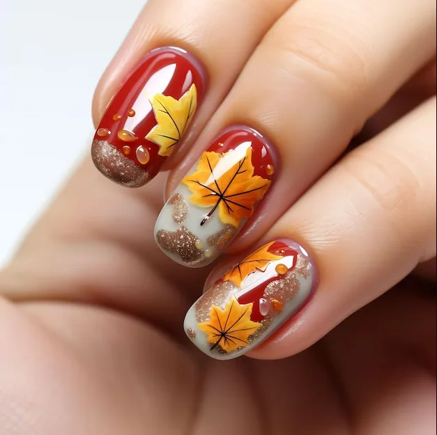 Maple Leaf Nagel Stamping Platten Herbst Winter Blätter Design Polnischen Schablone Nagel Druck Stempel Bild Maniküre Form Schablone Werkzeuge – Detail 2