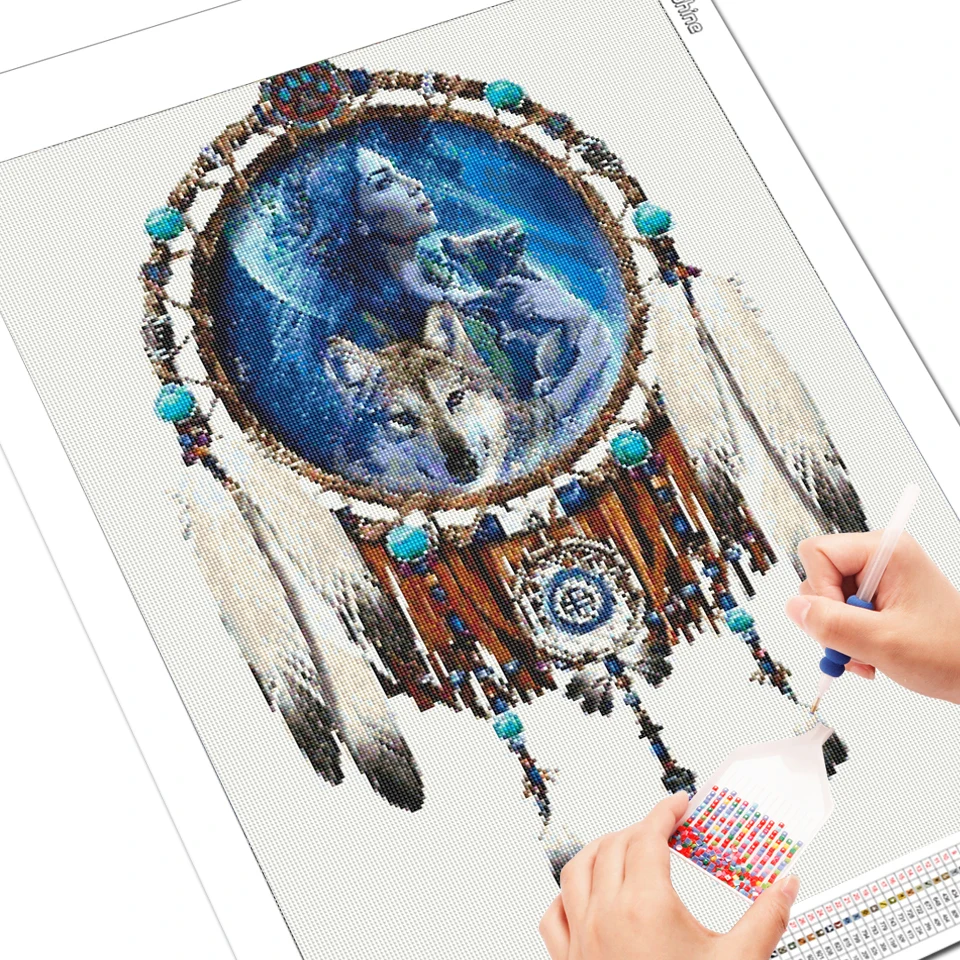EverShine Diamond Embroidery Animal Picture Of Rhinestones 5D Diamond Painting Wolf Cross Stitch Mosaic Dreamcatcher Handicraft diamond painting,diamond painting accessories