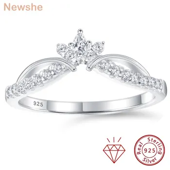 Newshe 925 Silver Moissanite Wedding Band for Women Crown Stacking Eternity Rings D Color VVS1 Jewelry Gift 1