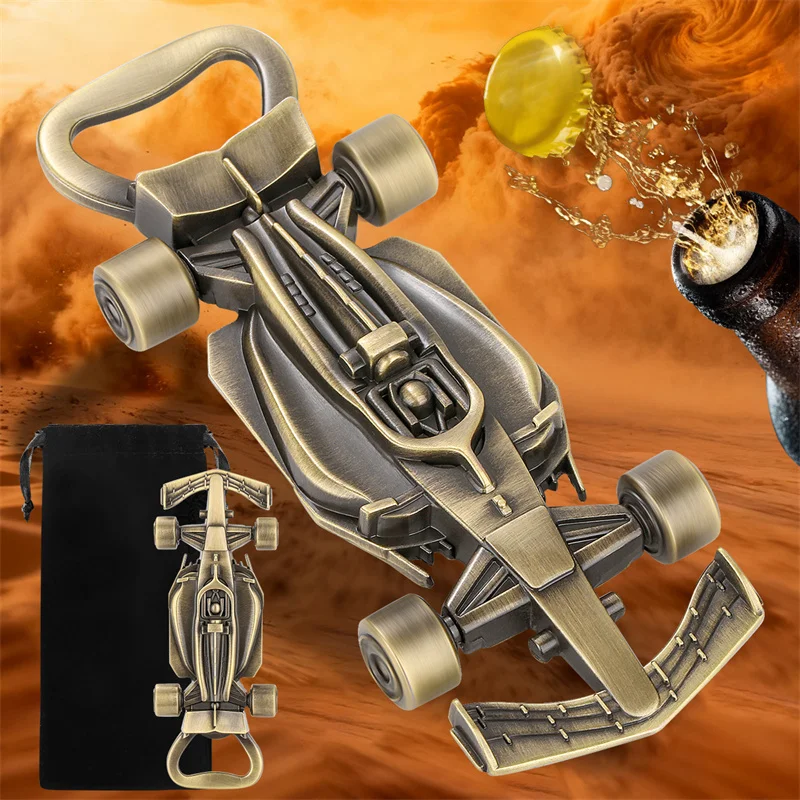 Cooler Flaschenöffner in Rennwagenform mit Rollrädern, Langlebiger Bier- und Getränkeöffner für Küche, Club, Hochzeit, Party mit Aufbewahrungstasche – Detail 1
