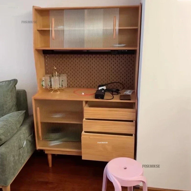 Solid Wood Nordic Sideboards Modern Home Tea and Wine Cabinets Against Wall Japanese Living Room Furniture et Sideboard