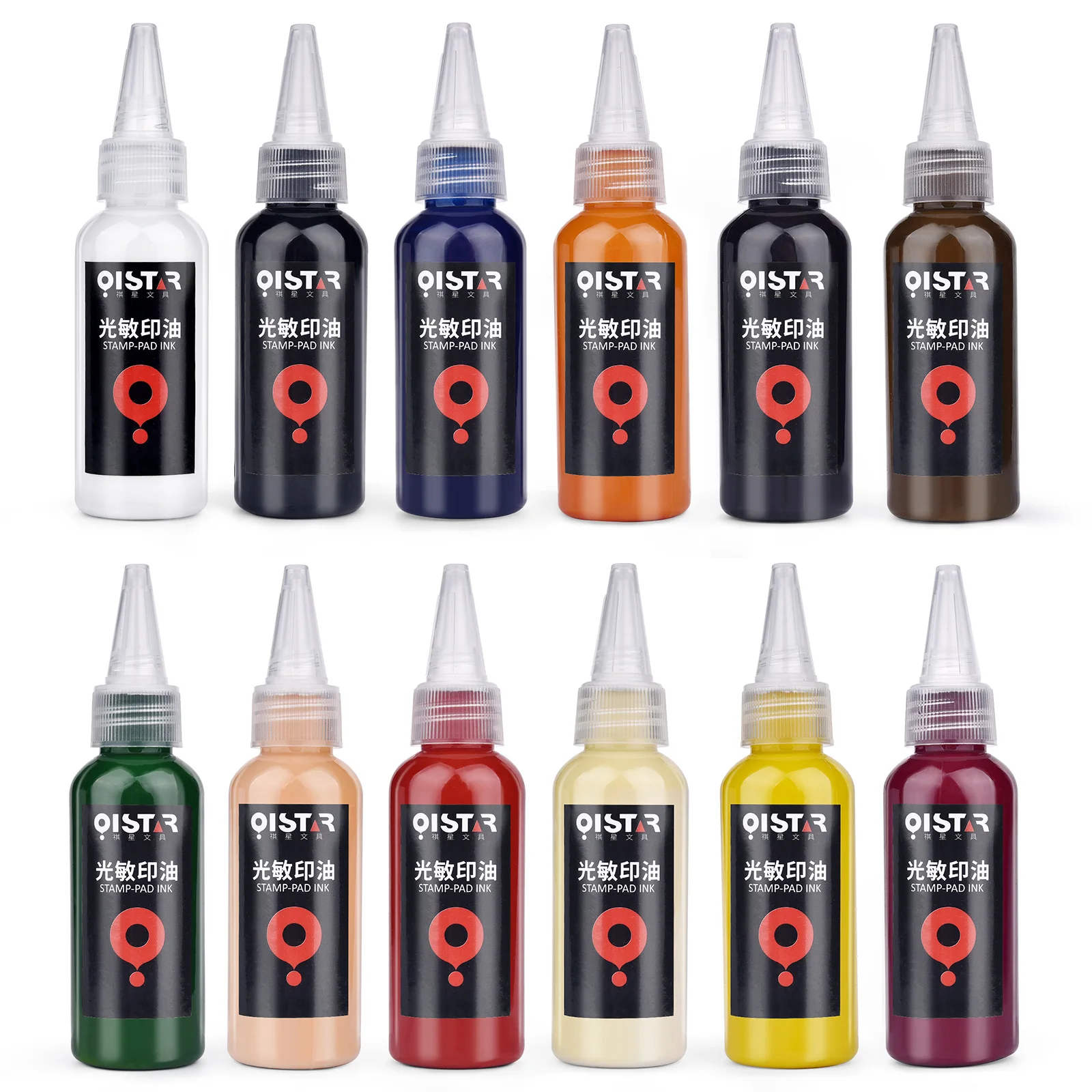12 가지 색상 50ml 감광성 인쇄 오일 잉크 공식 인감 금융 스탬프 클리어러 스탬프 잉크 인쇄 오일 사무용품