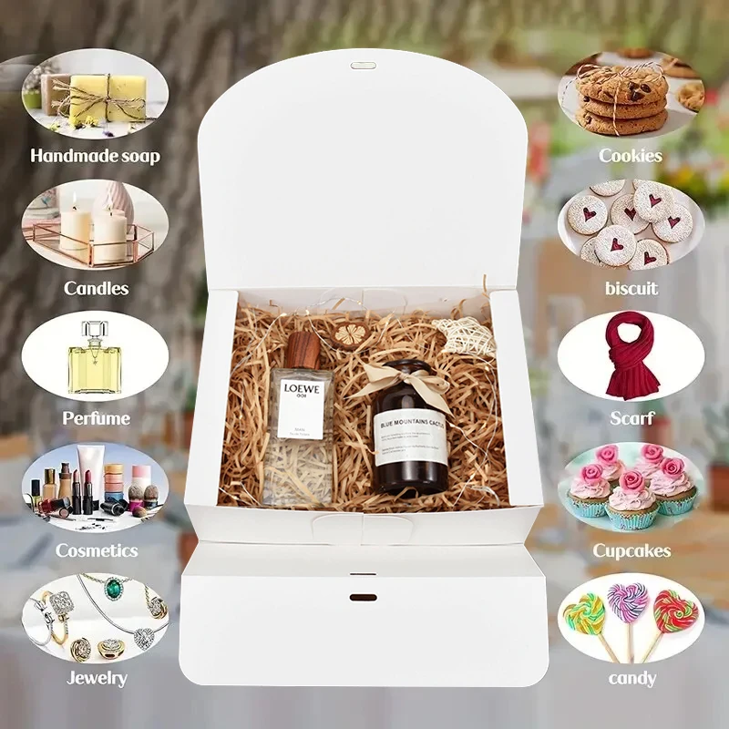 3Pcs White Gift Box with Lid Ribbons for Birthday Party Candy Cookie Storage Christmas Wedding Bridesmaid Gift Packaging Boxes