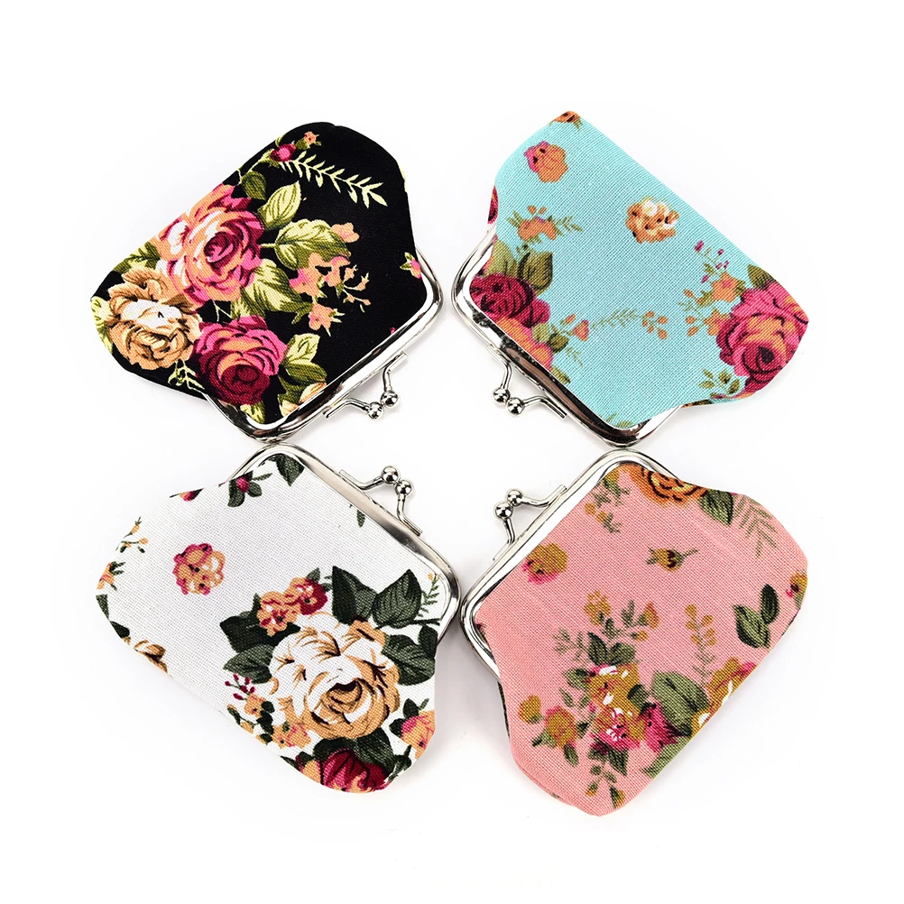 Women Coin Purse Flower Printing Ladies Coin Purse Pocket Pouch Key Credit 1 Pc Leather Coin Purse