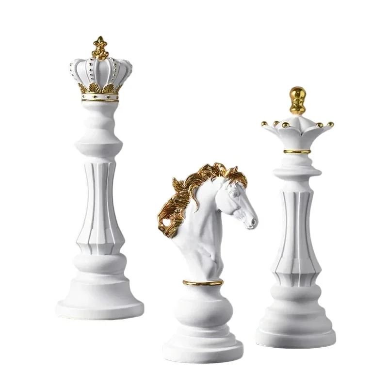 Chess Resin Ornaments Desk Decor Crafts King Queen Small Chess Statue Nordic Home Artwork Living Room Decoration Furnishings magnetic chess set board game wooden chess foldable chess board folding chess board chess timer chess pieces and board table games chess puzzle game chess pieces