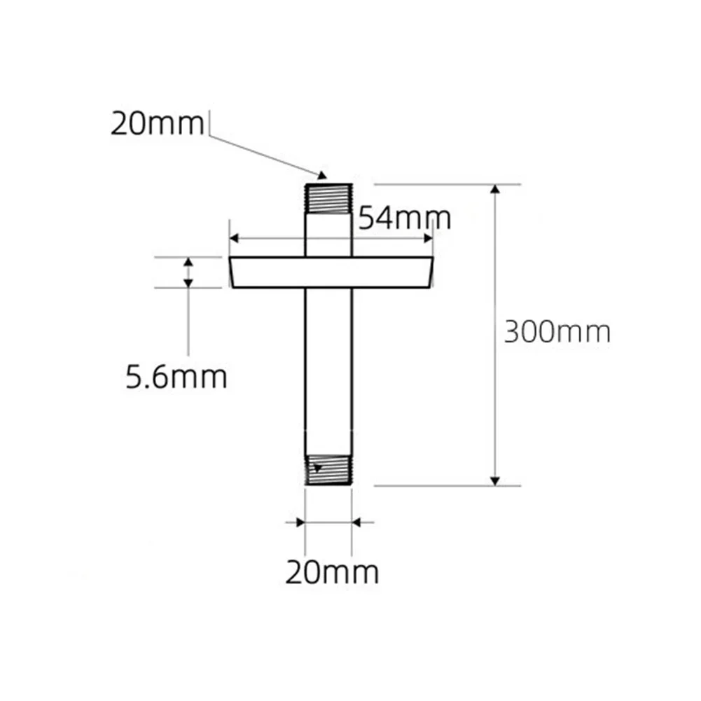 Black Shower Bracket With Flange Ceiling Mount Shower Head Extension 10-30cm Standard Male G1/2 Connectors Heads Parts