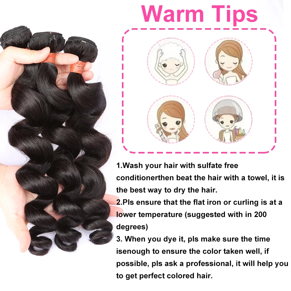 Hair Extensions Rosabeauty 30 40 Inch Loose Deep Wave Bundles 100% Human Hair Brazilian Loose Wave human hair bundles Hair extensions Tissage