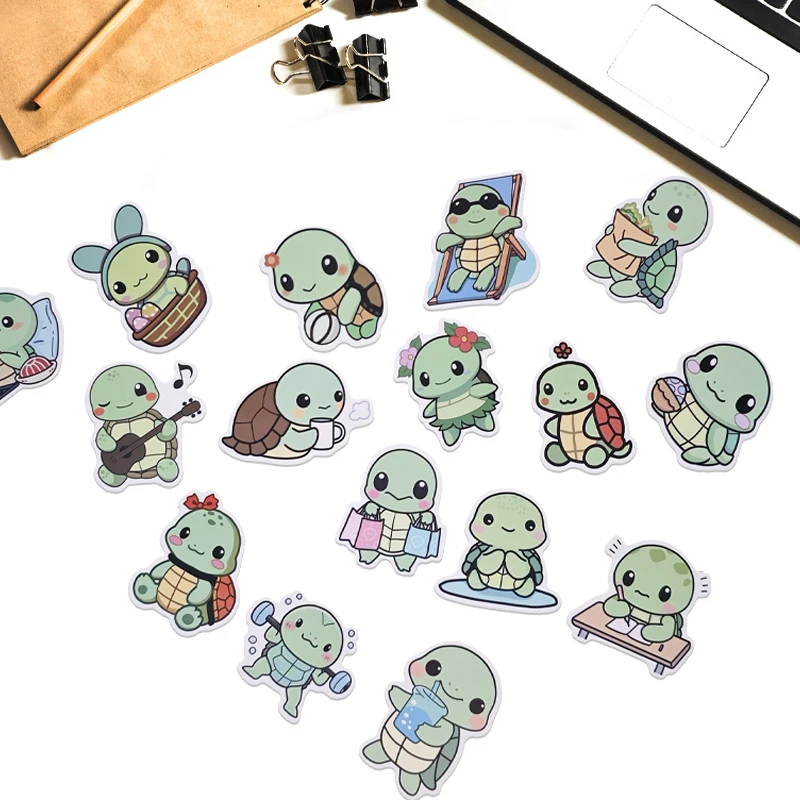 50PCS Cute Little Turtle Sticker Graffiti Tortoise DIY Diary Guitar Phone Luggage Sticker Children's Boys Girls Sticker Toys