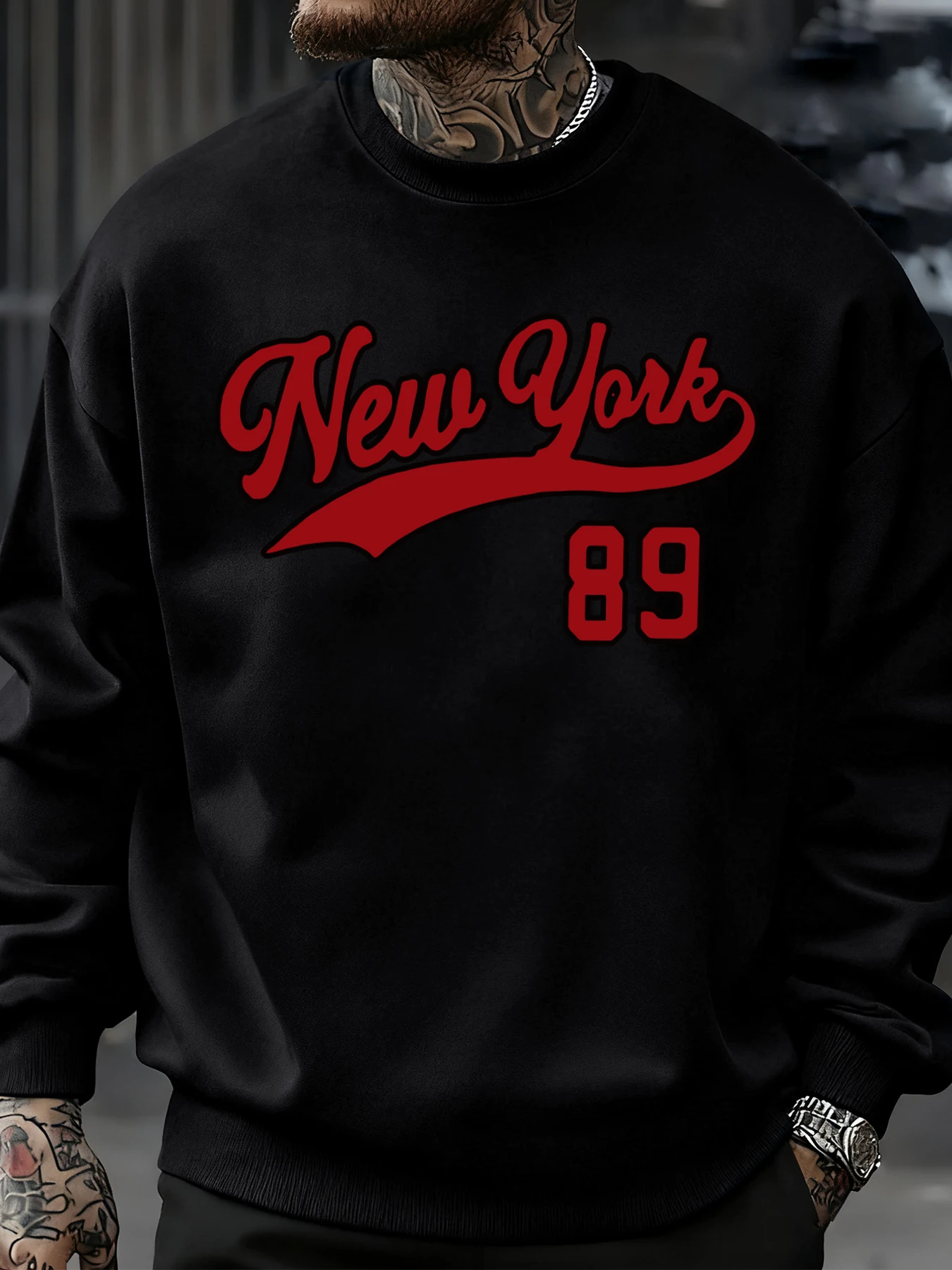 New York Number 89 Printed Men Sweatshirts Street Hip Hop Pullover Fleece Fashion Clothing Casual Comfortable Tops All-Match