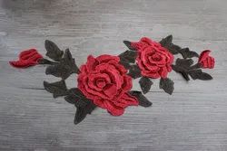 Floral Embroidered Sew - on Patches for Fashion and DIY Projects (Red)