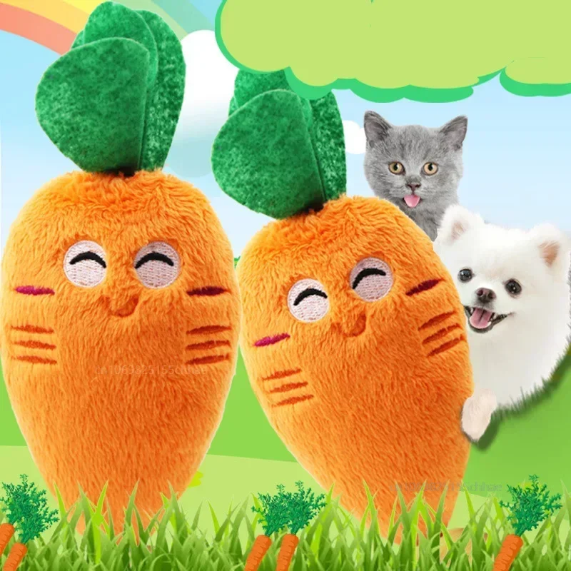 Couineur à mâcher en peluche en forme de carotte, fournitures pour animaux de compagnie pour chiots orange mignons, jouets d'interaction sonore grinçant, cadeau pour chien, accessoires pour animaux de compagnie