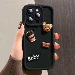 Charming 3D Bear Cartoon Coffee Phone Case - Soft Shockproof Cover for RedmiNote11ProPlus5G (Y1-T3778)