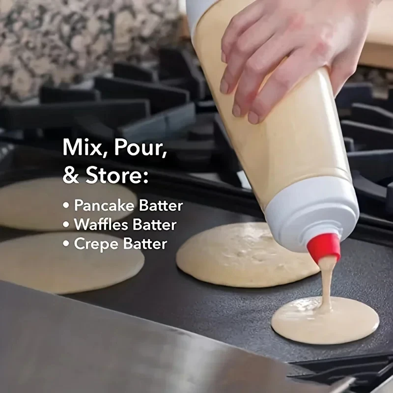 Enhanced Pancake Batter Mixer Bottle with Blender Ball and Whisk