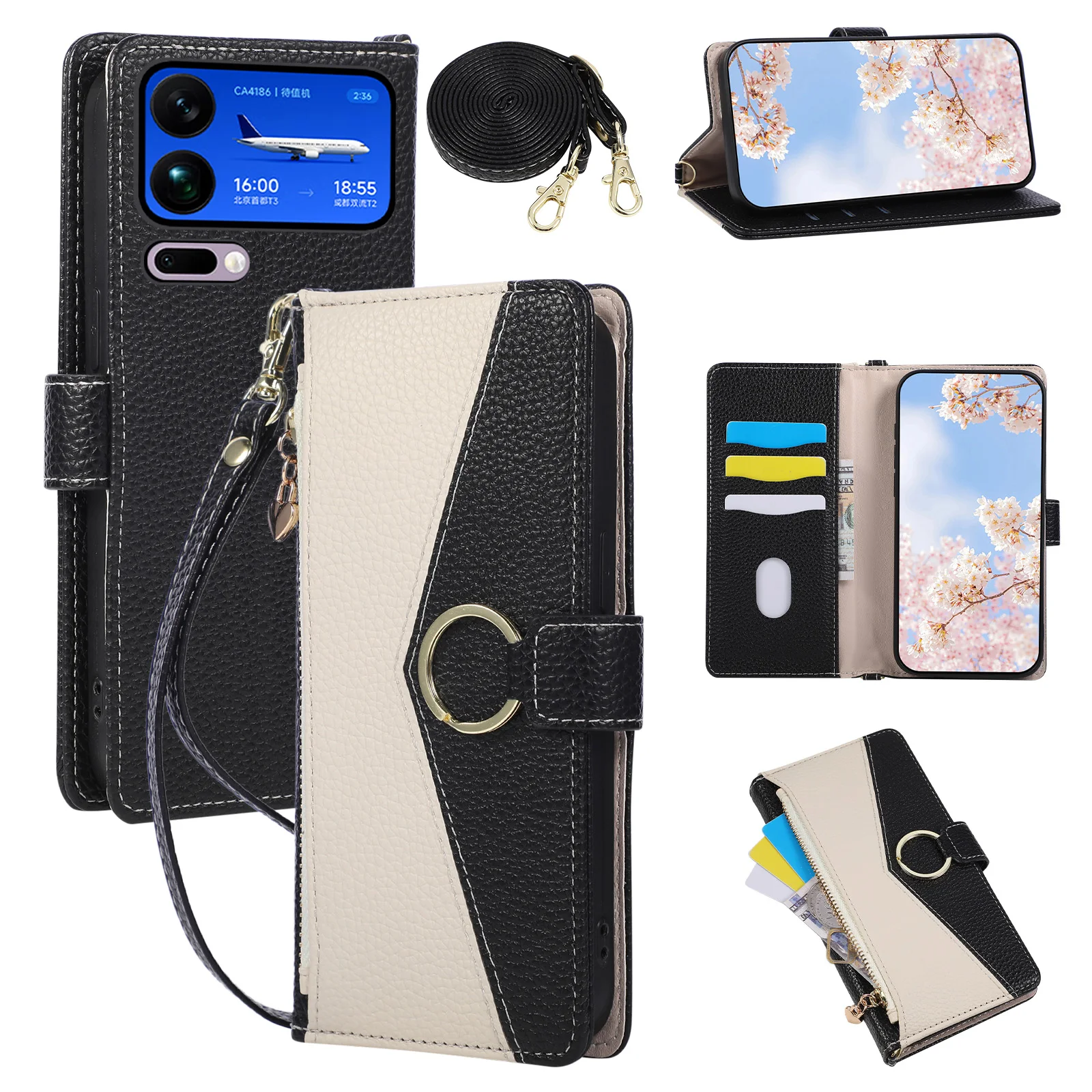 Crossbody Leather Wallet Case with Stand Feature - Premium Phone Cover