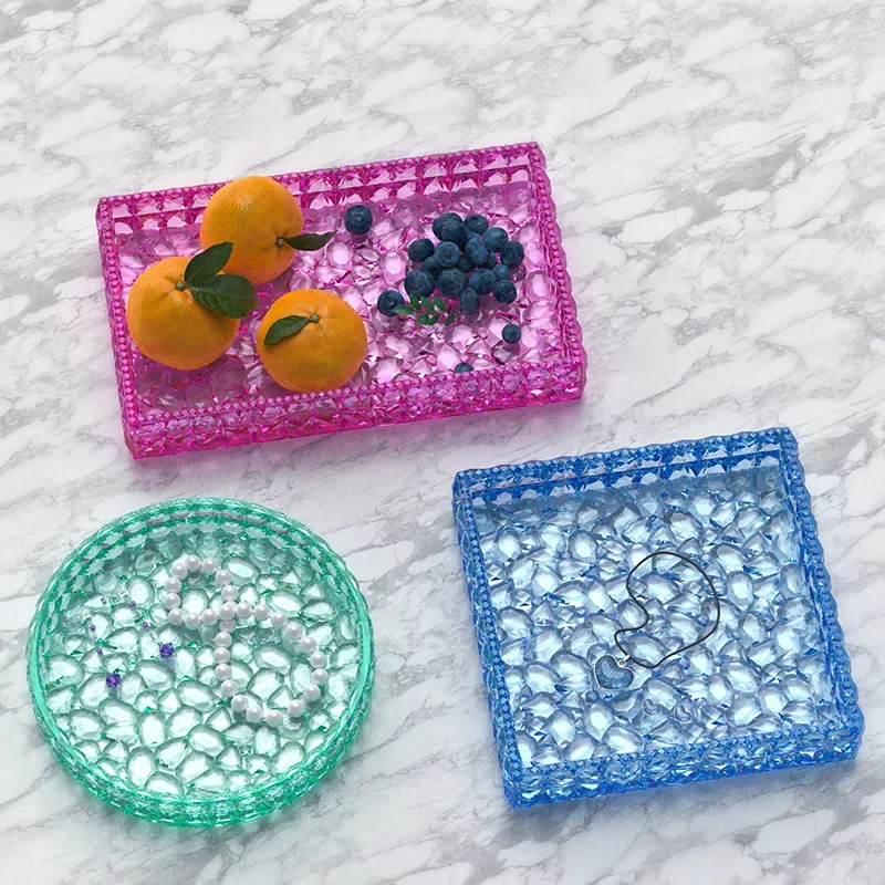 Diamond Crystal Tray Clay Silicone Mold DIY Handmade Craft Art Jewelry Storage Plates Cement Concrete Silica Molds For Organizer polymer clay tools pottery tools clay sculpting tools pottery sculpting tools clay craft tool
