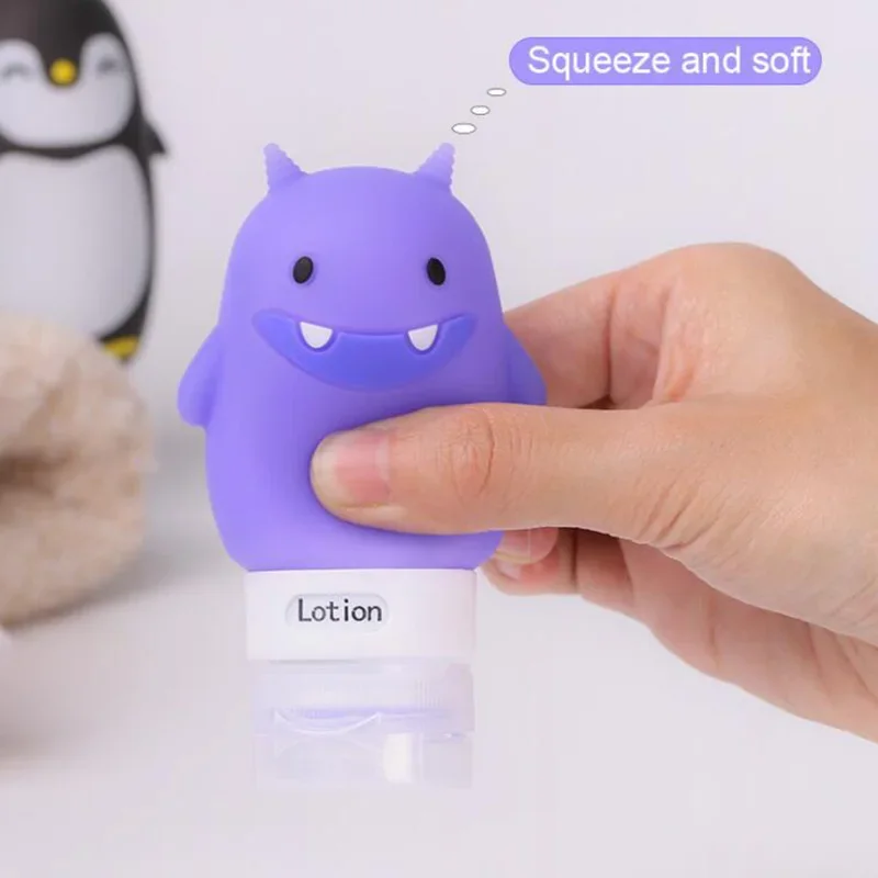 1Piece Portable Cute Cartoon Bear Penguin Animal Silicone Travel Case Organizer Shampoo Shower storage box