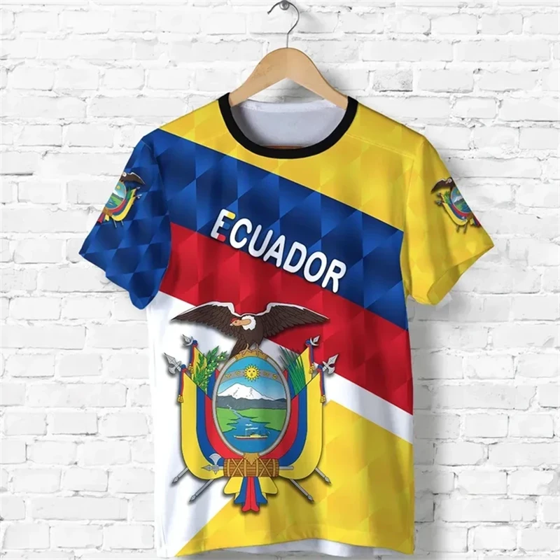 Ecuador fotbollströja med flagga 3d tryckt ventilerande_voghion.com