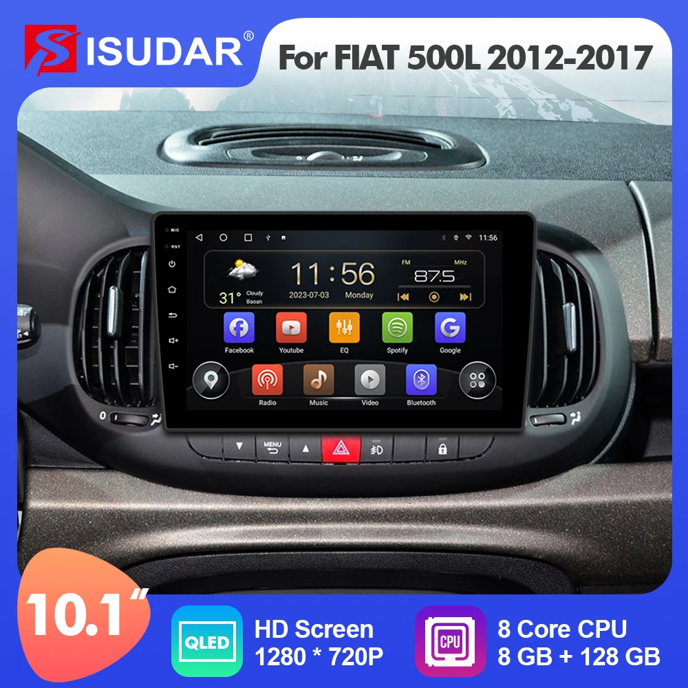 

9 Inch Isudar Android12 Car Radio For For Fiat 500L 2012-2017 Carplay Auto Multimedia Player Stereo GPS No 2din