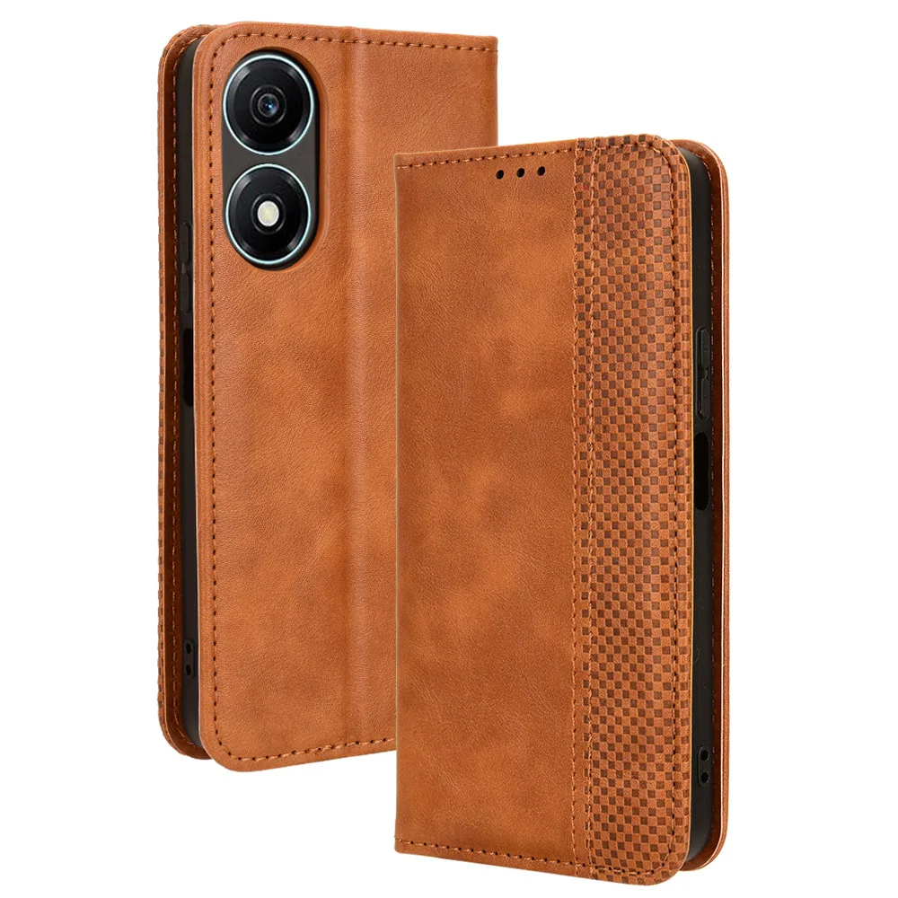 Honor X5 Plus 6.56 Pollici Wod-Lx 1 2 3 Flip Case Retro Leather Wallet Book Holder Magent Cover Per Huawei Honor X5 Plus Phone Bags