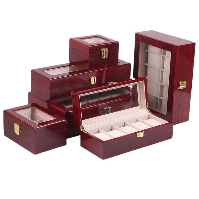 

Watches Box 2 3 5 6 10 12 Grids Watch Organizers Luxury Wood Holder Wooden Jewelry Display Storage Case Gift boxes For Men Women
