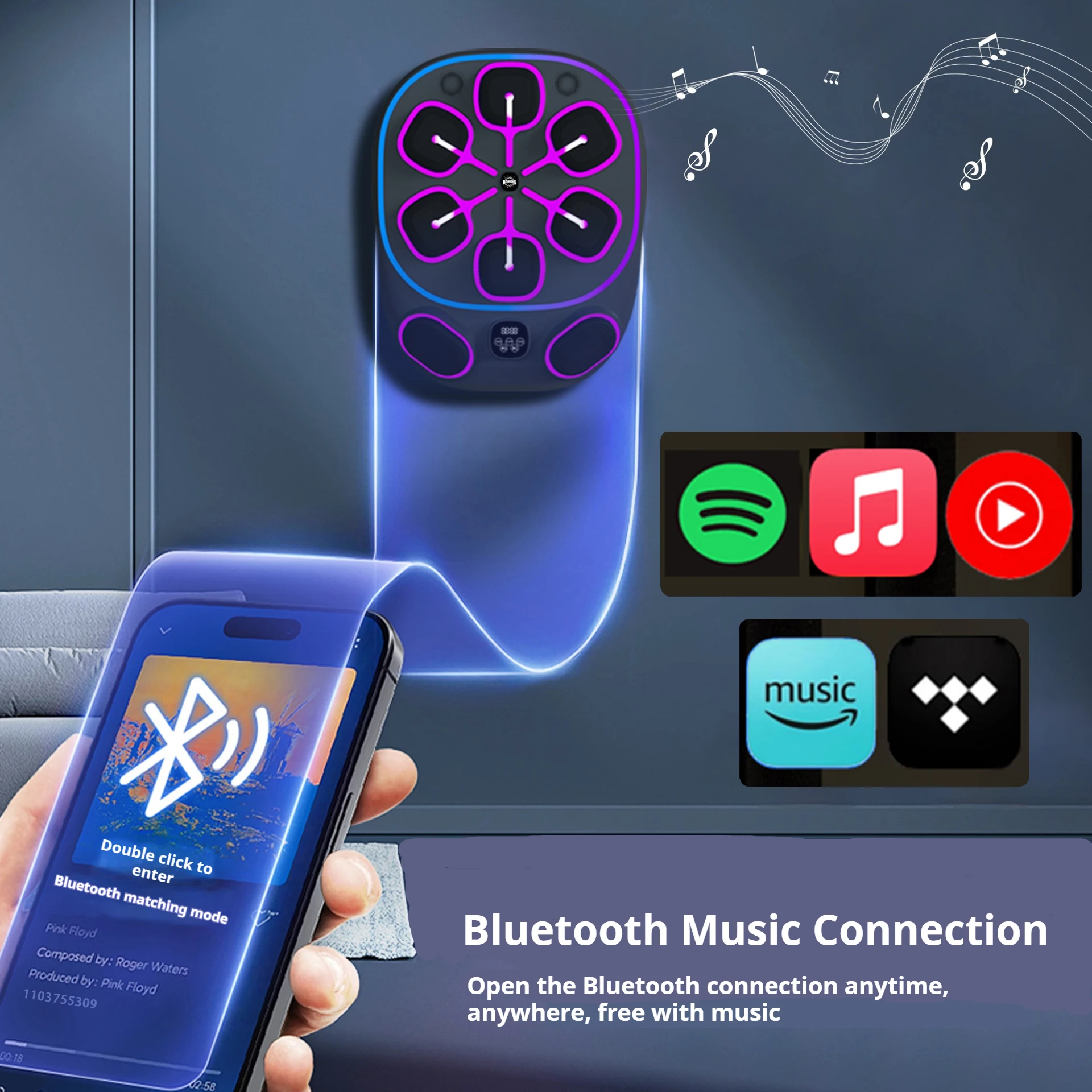 Smart Music Boxing Machine Bluetooth Adult Electronic Wall Target HookPunch Equipment Target Wall Mounted Gym Home Equipment head mounted speed ball boxing punching bag boxing speed ball boxing reaction ball music boxing toys