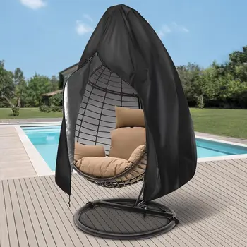 Fodera per sedia per uova da patio con cerniera, fodere per sedie per uova sospese per esterni, resistente ai raggi UV, resistente al vento, resistente, copertura per cestino per uova in vimini 1