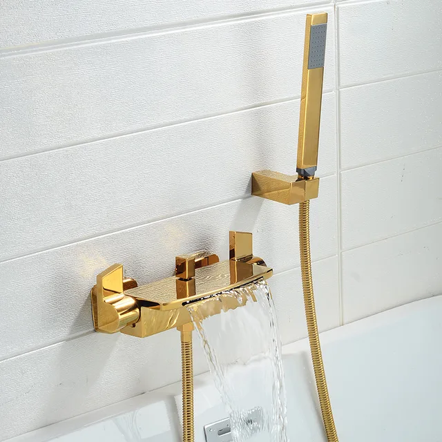 อ่างอาบน้ำชุดฝักบัวติดผนังก๊อกน้ำห้องน้ำ, ห้องน้ำเย็นและ Hot Mixer ก๊อกน้ำทองเหลือง Chrome/สีส้ม/สีขาว/สีดำ 1