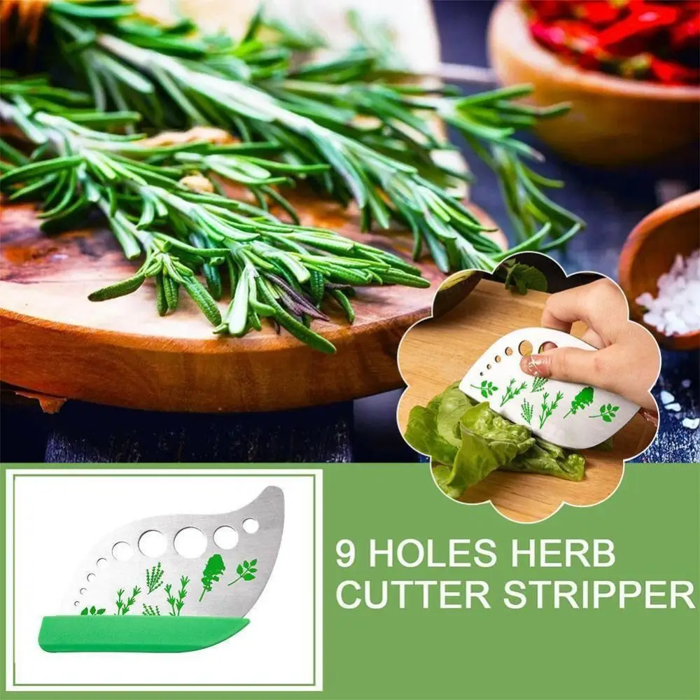 Multifunctional 9 Holes Herb Stripper Herb Vegetable Tool Cooking Kitchen Tools Cutter Stainless steel