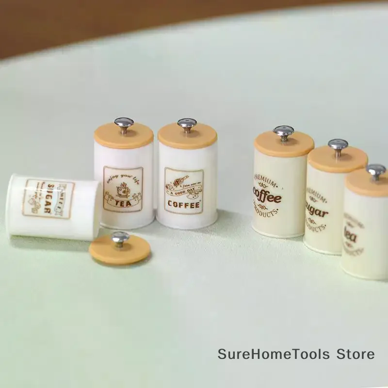 3PCS Dollhouse Miniature Nordic Storage Jar Model Kitchen Organizer Candy Box Dry Goods Cans DIY Food Play Decor
