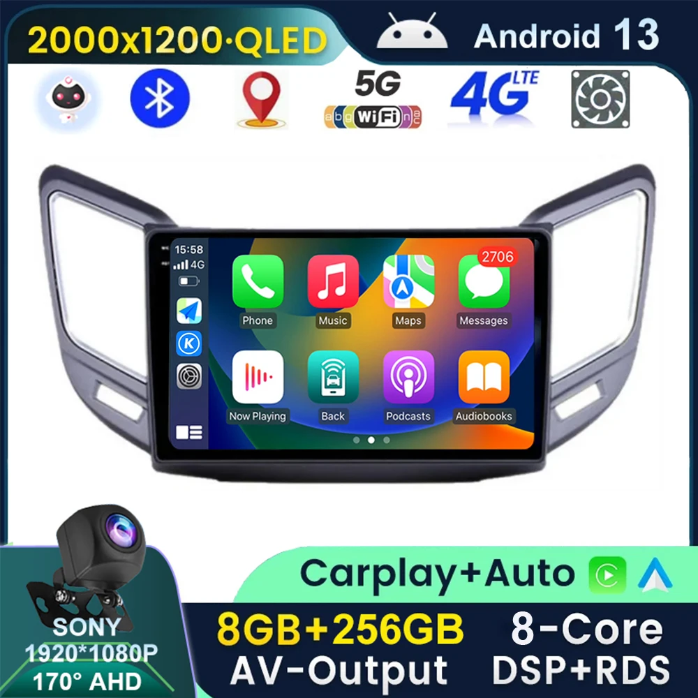 

QLED 2K Android 13 для Changan CS15 2016 - 2020 автомобильный радиоприемник, беспроводная Автомагнитола Carplay Автомобильный видео плеер, GPS-навигация, мультимедийная стереосистема
