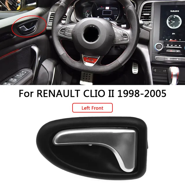 Poignée De Porte Intérieure Noire Pour Renault Clio II, Megane I, Scenic I, Trafic - Référence 7700415974, Côté Gauche Conducteur