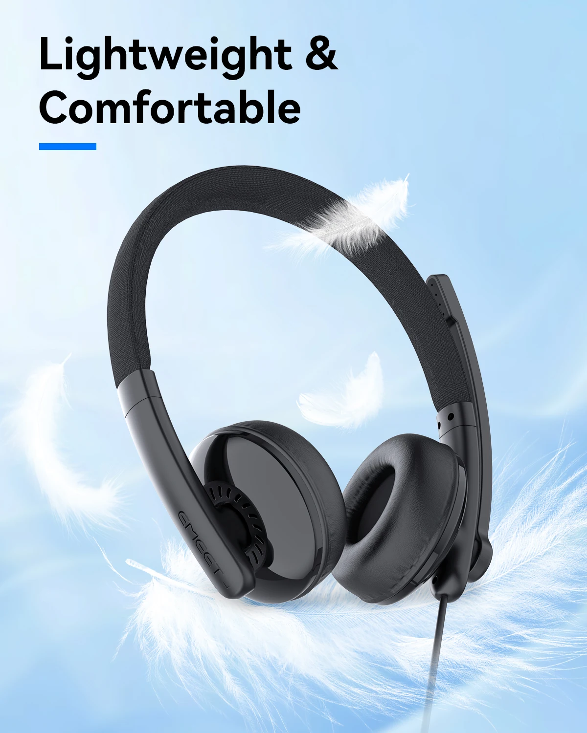 USB Wired Headset Computer Business Call Center Headphones EMEET HS50 Headsets with Microphone for Phone/PC/Laptop/Home Office