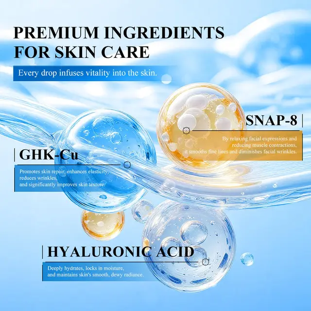 GHK-Cu Copper Peptides Facial Serum with SNAP-8 for Fine Lines, Wrinkles, Firming, Deep Hydration & Collagen，All Skin Types 2