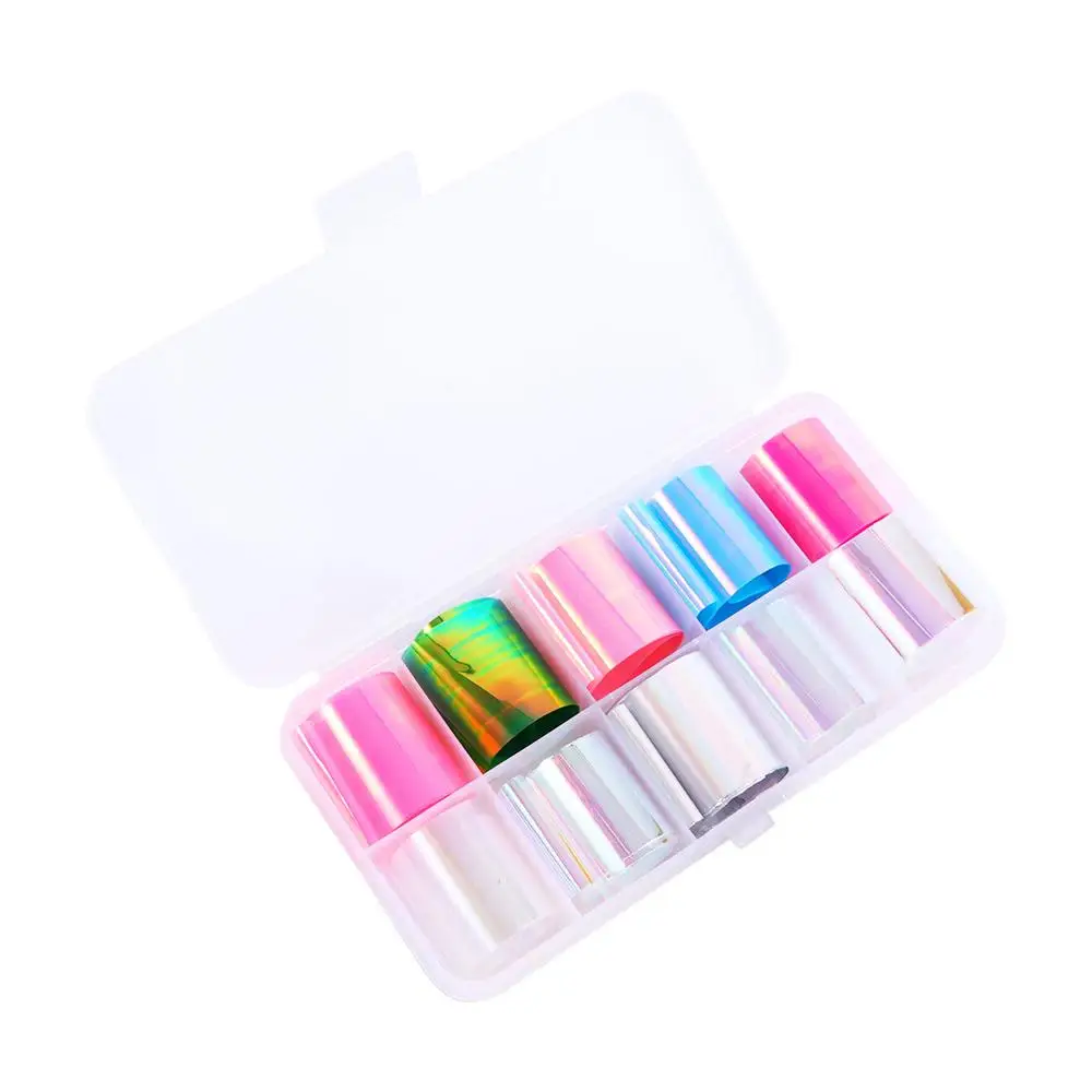 Strumenti Specchio Glitter Decalcomania Carta Transfer Nail Foil Film Laser Cellophane Nails Art Decoration Aurora Fogli Di Vetro Rotto