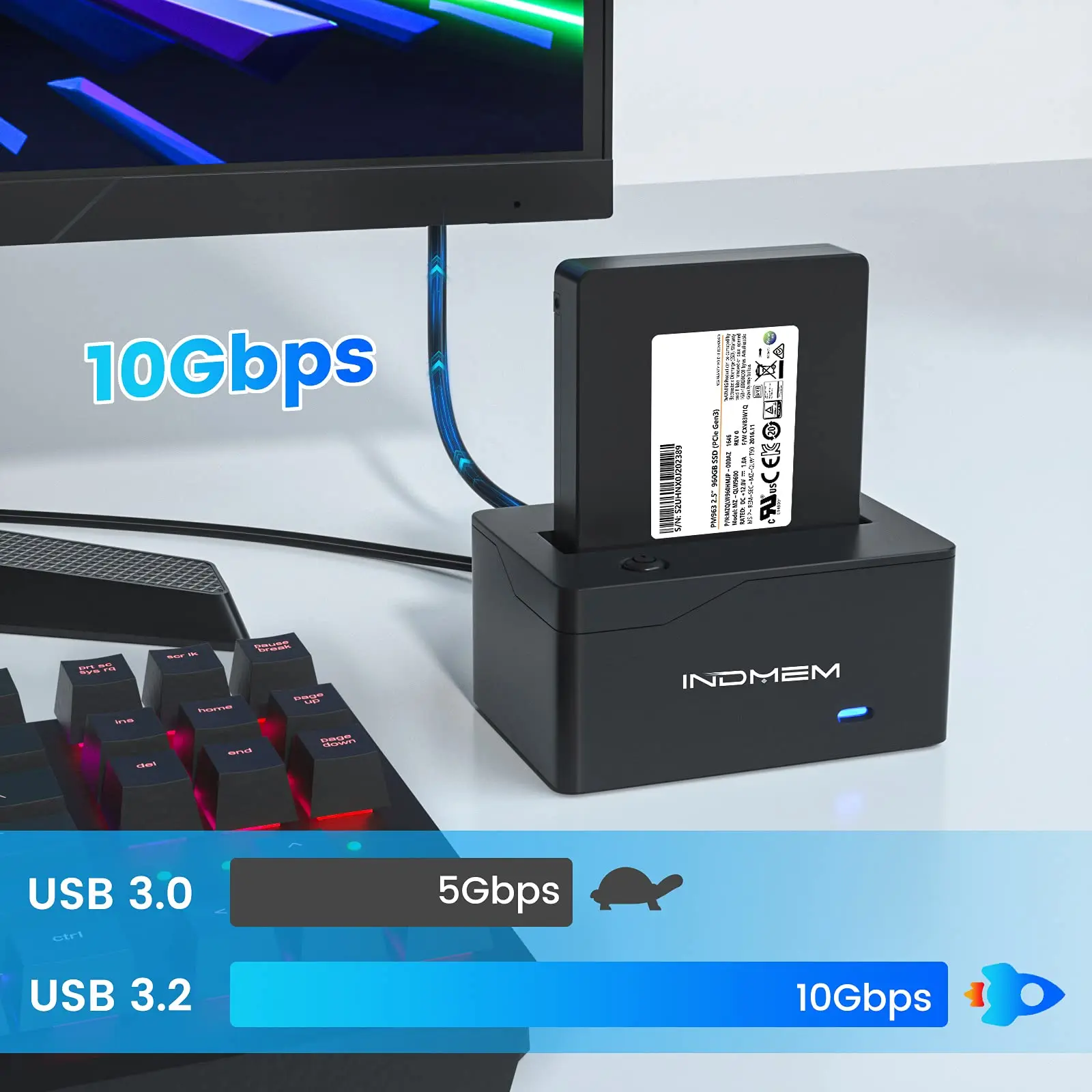 Indmem 2.5 Polegadas U.2 Pcie Ssd para Tipo-c Adaptador Leitor 10gbps U.2 Gabinete Conector de Disco Rígido Externo para Windows os Linux - Imagem 6