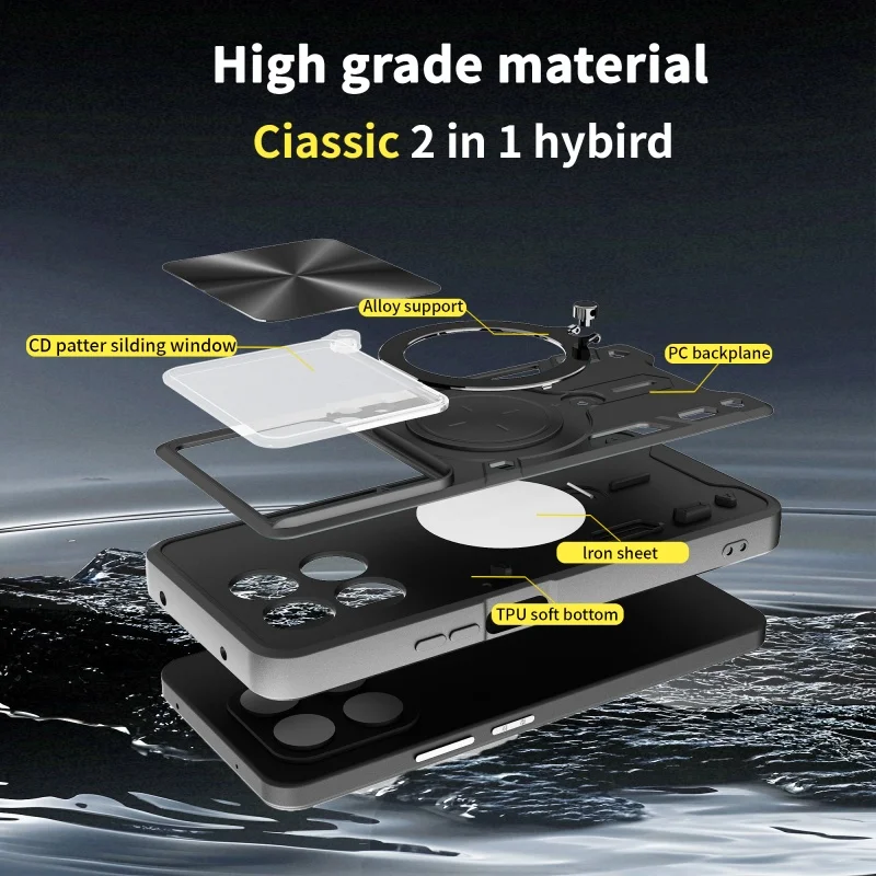 Enhanced Armor 5G Phone Case with Magnetic Car Holder and Slide Lens Protection