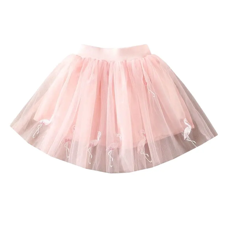 

Fashion Kids Girl Skirts Flamingo Embroidery Mesh Miniskirts Vestido Girls 2-10Y Party Cosplay Princess Tutu Tulle Faldas Skirt