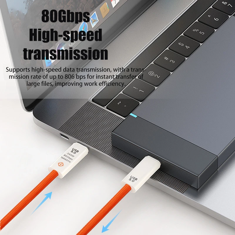 듀얼 타입-C 포트가 있는 USB 5.0 나일론 브레이디드 케이블 240W PD 고속 충전 다기능 데이터 케이블 스크린 캐스팅용