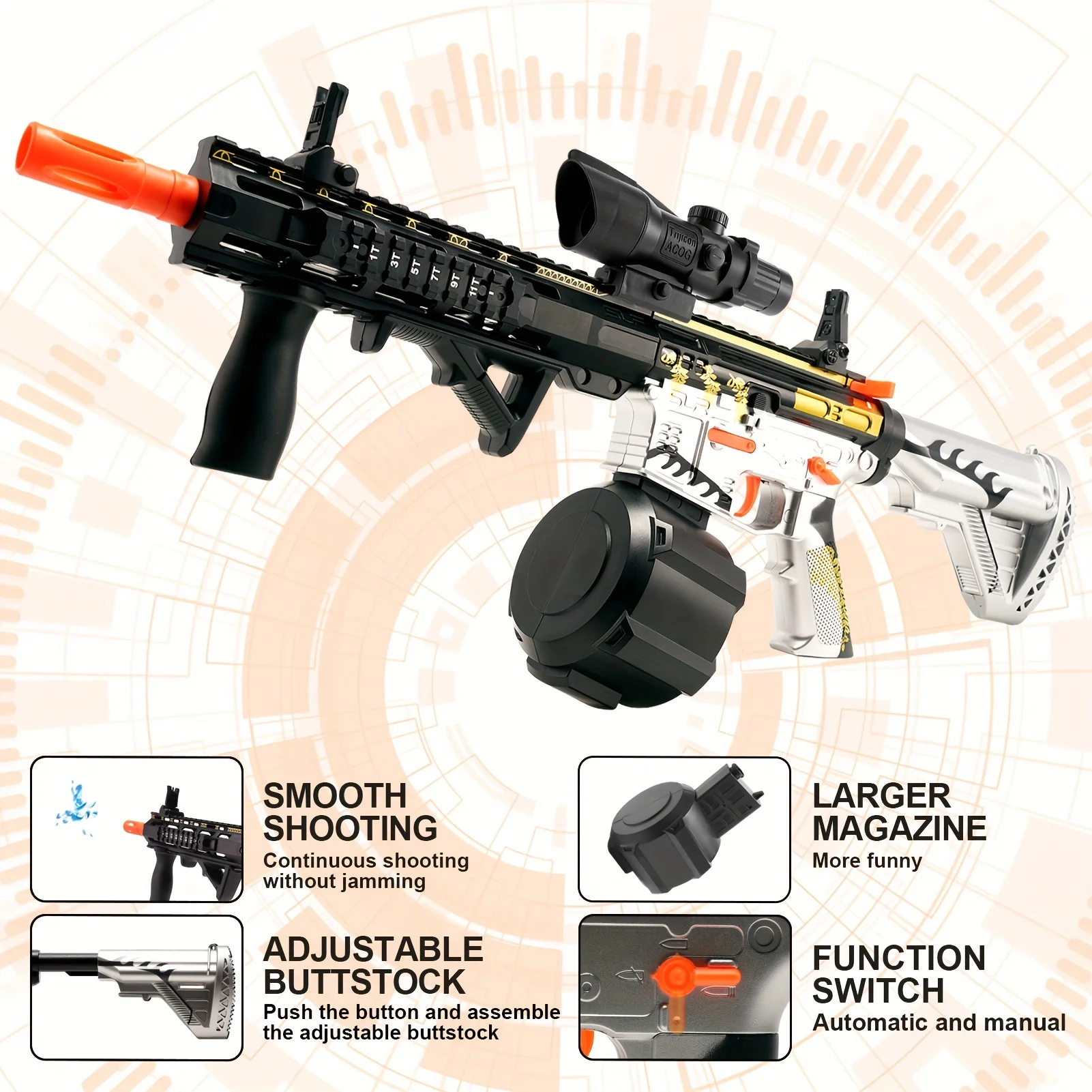 

Игрушечный Электрический брызговик M416, высокоскоростной водяной пистолет, игрушка для взрослых мальчиков, оружие Cs с очками
