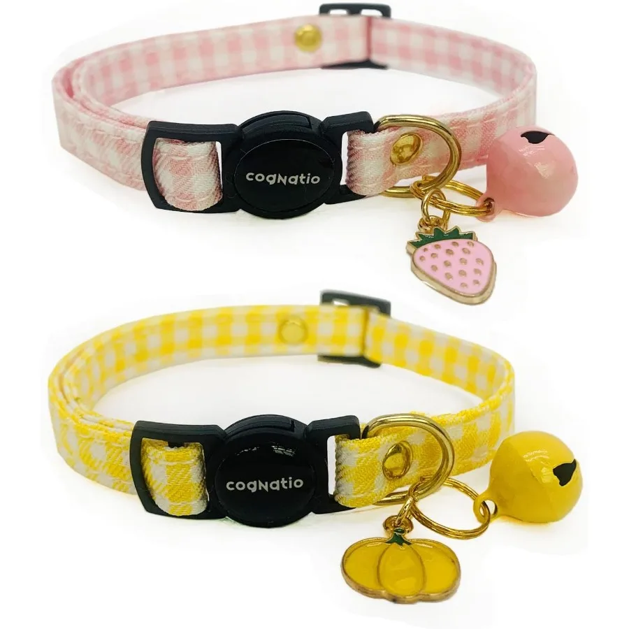 2-Pack Cotton Breakaway Cat Collars with Bell 1
