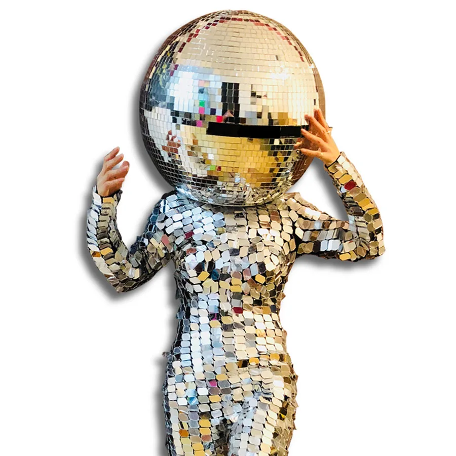 mirror ball head costume